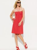 girl in red dress red heels